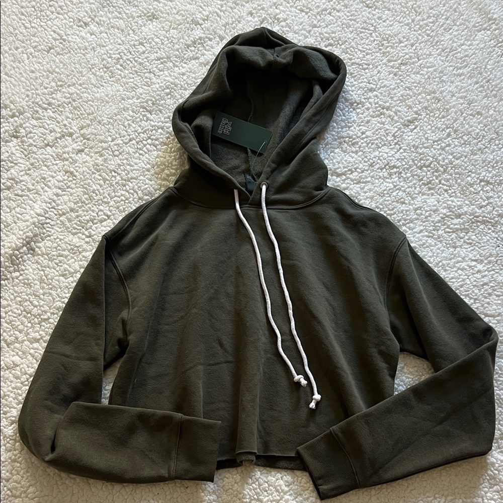 Wild Fable Olive Green Cropped Hoodie (XS)